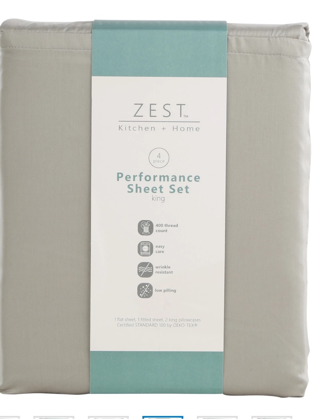 Zest Performance Sheet Set - Queen, Light Gray